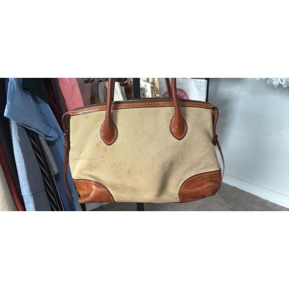 Dooney & Bourke Red Tweed Handbag with Leather Accents - Picture 5 of 10